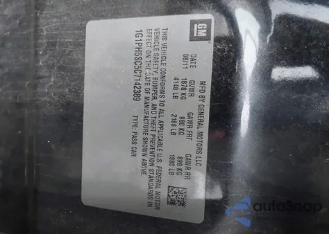 2012 Chevrolet Cruze Ltz z USA, uszkodzony, nr VIN 1G1PH5SC5C7142389